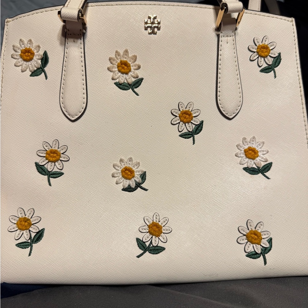 Tory Burch Cream Daisy Embroidered Tote